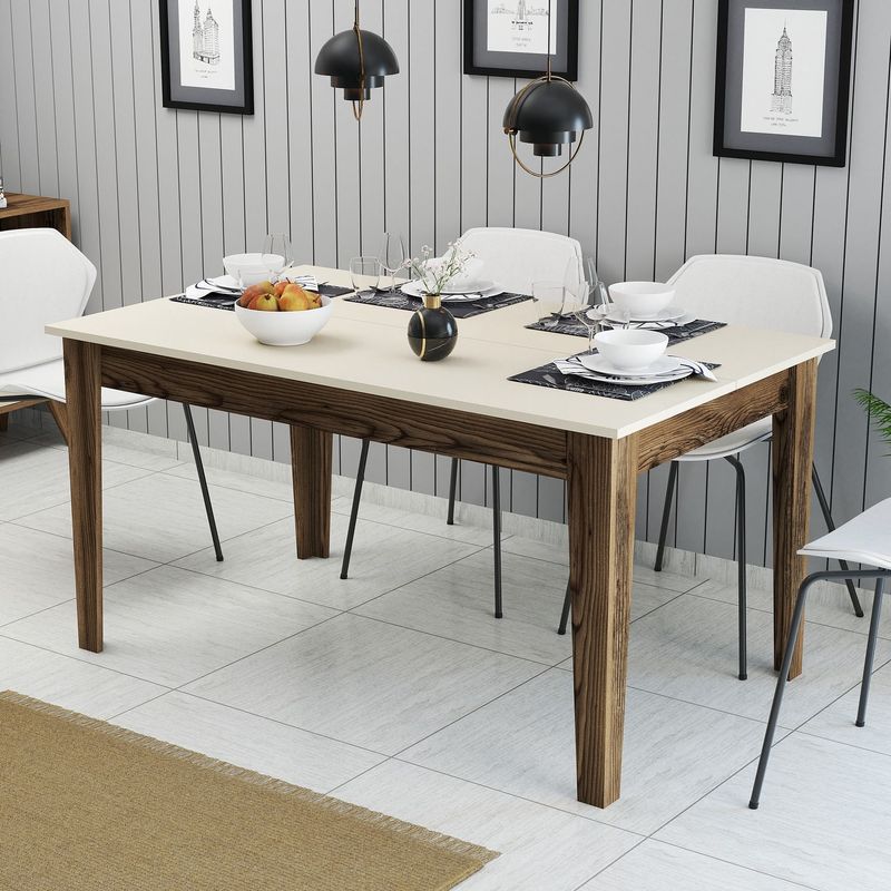 Casa si Gradina - Mobilier - Mese si birouri - Mese bucatarie si dining - Masa dining, Hanah Home, PAL melaminat, nuc crem, 145x88x75 cm - Infinity.ro