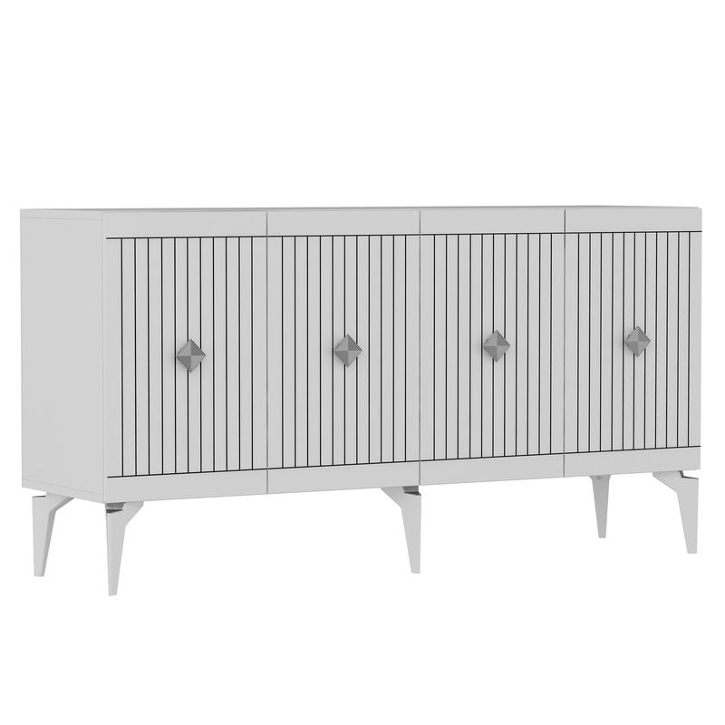 Casa si Gradina - Mobilier - Comode si corpuri - Console - Consola, Hanah Home, panou aglomerat cu melamina, alb argintiu, 150x40x79 cm - Infinity.ro
