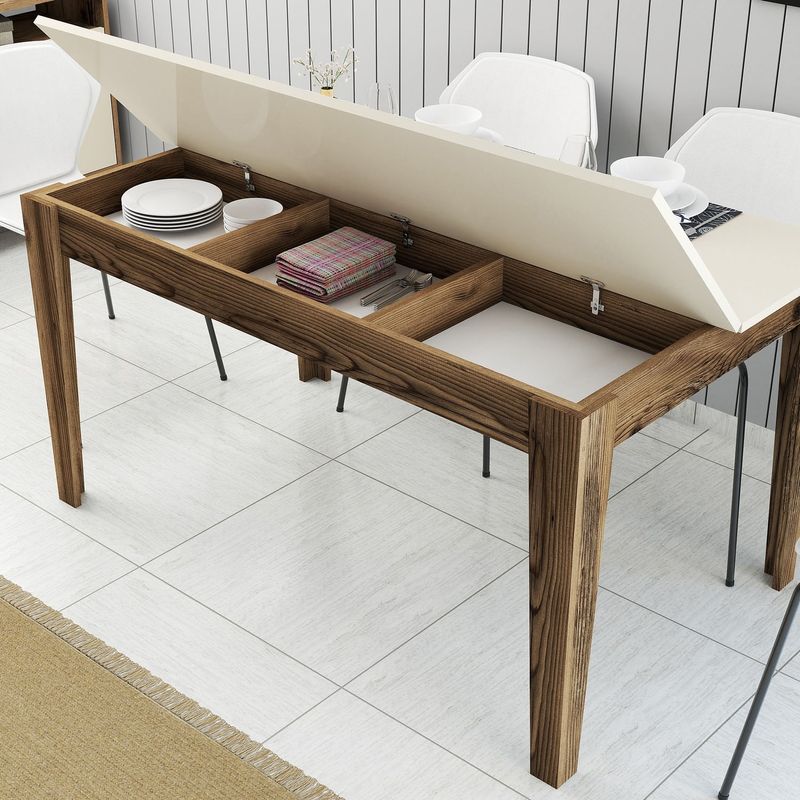 Casa si Gradina - Mobilier - Mese si birouri - Mese bucatarie si dining - Masa dining, Hanah Home, PAL melaminat, nuc crem, 145x88x75 cm - Infinity.ro