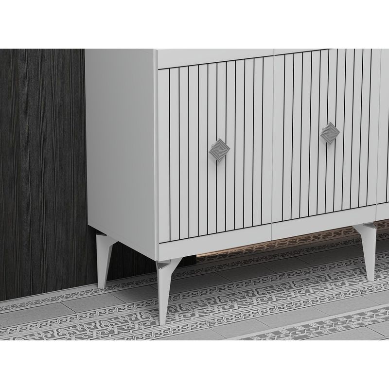 Casa si Gradina - Mobilier - Comode si corpuri - Console - Consola, Hanah Home, panou aglomerat cu melamina, alb argintiu, 150x40x79 cm - Infinity.ro