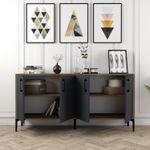 Casa si Gradina - Mobilier - Comode si corpuri - Console - Consola, Hanah Home, PAL melaminat, nuc, antracit, 160x35x78 cm - Infinity.ro