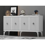 Casa si Gradina - Mobilier - Comode si corpuri - Console - Consola, Hanah Home, panou aglomerat cu melamina, alb argintiu, 150x40x79 cm - Infinity.ro