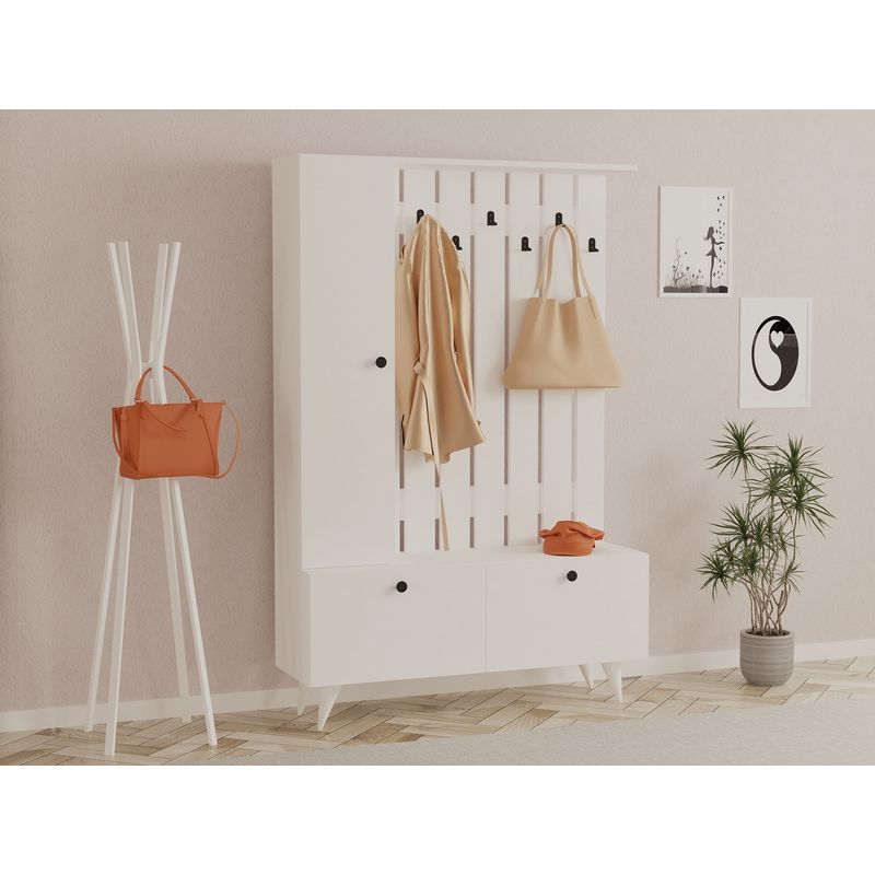 Casa si Gradina - Mobilier - Organizare si depozitare - Cuiere - Cuier, Hanah Home, pal melaminat, alb, 112x35x170 cm - Infinity.ro