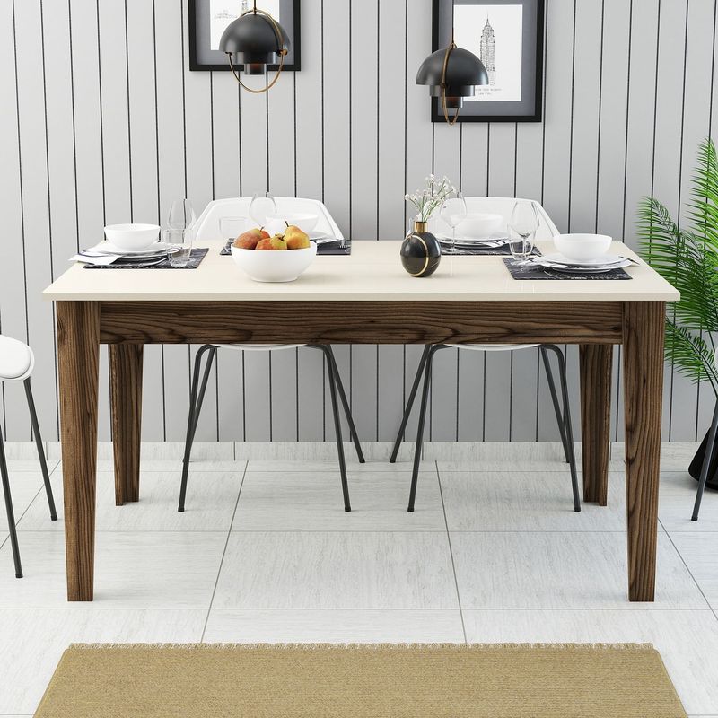 Casa si Gradina - Mobilier - Mese si birouri - Mese bucatarie si dining - Masa dining, Hanah Home, PAL melaminat, nuc crem, 145x88x75 cm - Infinity.ro