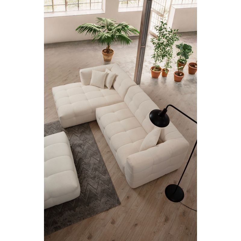 Casa si Gradina - Mobilier - Canapele si coltare - Coltare - Coltar, Hanah Home, lemn fag si pal, bej, 300x150x100 cm, stofa poliester - Infinity.ro
