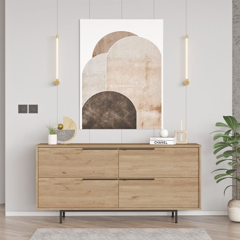 Casa si Gradina - Mobilier - Comode si corpuri - Console - Consola, Hanah Home, panou de particule melaminat, nuc, 160x44.5x74.3 cm - Infinity.ro
