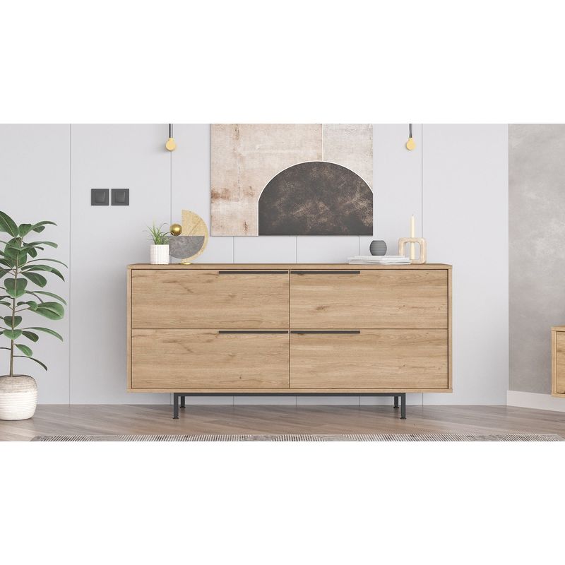 Casa si Gradina - Mobilier - Comode si corpuri - Console - Consola, Hanah Home, panou de particule melaminat, nuc, 160x44.5x74.3 cm - Infinity.ro