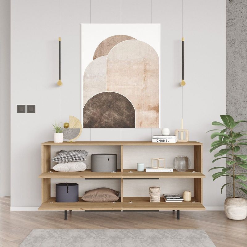 Casa si Gradina - Mobilier - Comode si corpuri - Console - Consola, Hanah Home, panou de particule melaminat, nuc, 160x44.5x74.3 cm - Infinity.ro