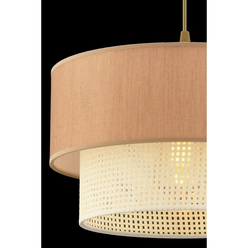 Casa si Gradina - Corpuri si surse de iluminat - Lustre si pendule - Candelabru, Opviq, corp metalic, alb maro, capac bumbac, 30x30x20 cm - Infinity.ro