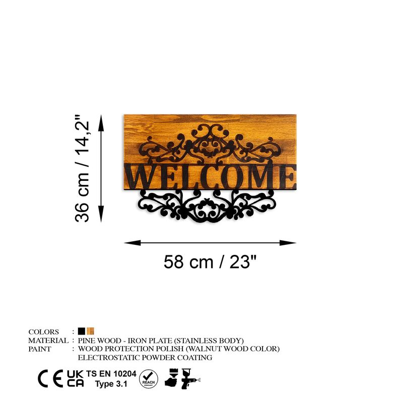 Casa si Gradina - Decoratiuni - Decoratiuni perete - Accesoriu decorativ de perete, Wallxpert, lemn, metal, nuc si negru, 58x36x3 cm - Infinity.ro