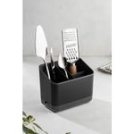 Casa si Gradina - Bucatarie si vesela - Organizare si depozitare bucatarie - Suporturi tacamuri si vase - Organizator, Hermia, plastic, antracit, 16.5x10x14 cm - Infinity.ro
