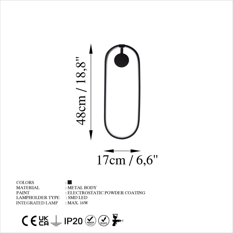 Casa si Gradina - Corpuri si surse de iluminat - Plafoniere, aplice si spoturi - Aplica, Opviq, metal, negru, 17x10x48 cm - Infinity.ro