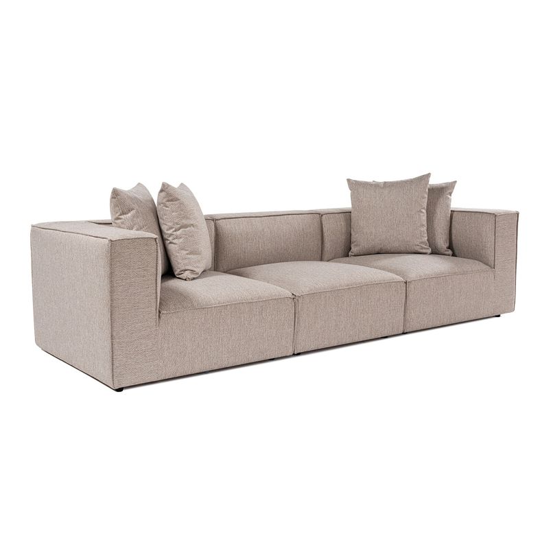 Casa si Gradina - Mobilier - Canapele si coltare - Canapele - Canapea 3 locuri, Hanah Home, lemn de carpen, in, bej nisip, 270x95x65 cm - Infinity.ro