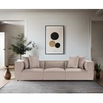 Casa si Gradina - Mobilier - Canapele si coltare - Canapele - Canapea 3 locuri, Hanah Home, lemn de carpen, in, bej nisip, 270x95x65 cm - Infinity.ro
