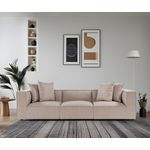 Casa si Gradina - Mobilier - Canapele si coltare - Canapele - Canapea 3 locuri, Hanah Home, lemn de carpen, in, bej nisip, 270x95x65 cm - Infinity.ro