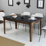 Casa si Gradina - Mobilier - Mese si birouri - Mese bucatarie si dining - Masa dining, Hanah Home, pal melaminat, nuc si negru, 145x88x75 cm - Infinity.ro
