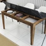 Casa si Gradina - Mobilier - Mese si birouri - Mese bucatarie si dining - Masa dining, Hanah Home, pal melaminat, nuc si negru, 145x88x75 cm - Infinity.ro