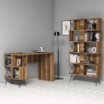 Casa si Gradina - Mobilier - Mese si birouri - Birouri - Birou cu rafturi, Hanah Home, pal melaminat, nuc si negru, 120x60x78.8 cm, 845HCT3826 - Infinity.ro