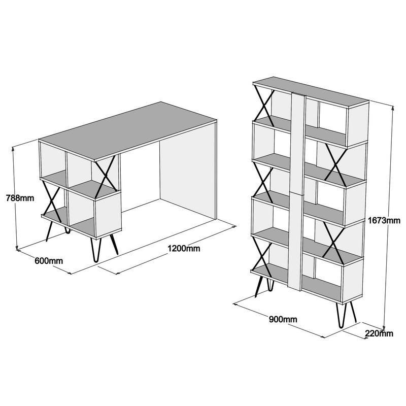 Casa si Gradina - Mobilier - Mese si birouri - Birouri - Birou cu rafturi, Hanah Home, pal melaminat, nuc si negru, 120x60x78.8 cm, 845HCT3826 - Infinity.ro