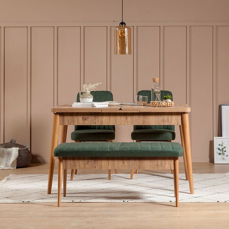 Casa si Gradina - Mobilier - Organizare si depozitare - Bancute - Banca cu spatiu de depozitare, Hanah Home, pal melaminat, pin atlantic si verde, 110x40x46 cm - Infinity.ro