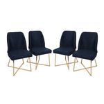 Casa si Gradina - Mobilier - Scaune si fotolii - Scaune - Set scaune, Hanah Home, catifea, auriu si albastru inchis, 50x49x90 cm - Infinity.ro