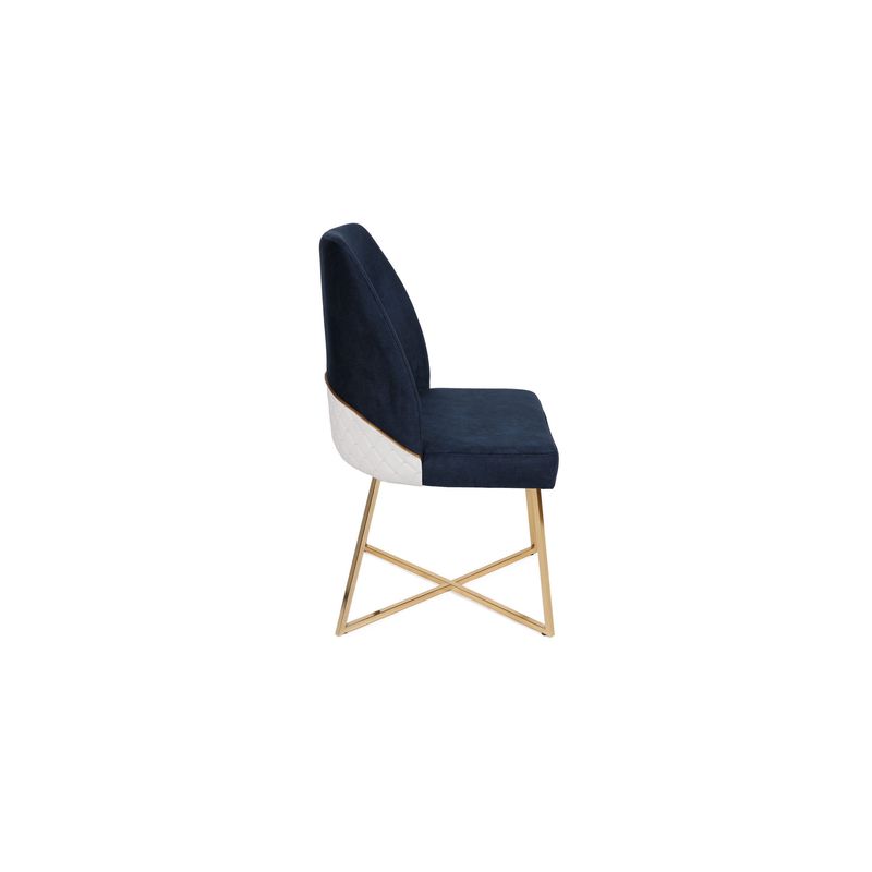 Casa si Gradina - Mobilier - Scaune si fotolii - Scaune - Set scaune, Hanah Home, catifea, auriu si albastru inchis, 50x49x90 cm - Infinity.ro