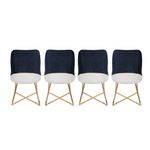 Casa si Gradina - Mobilier - Scaune si fotolii - Scaune - Set scaune, Hanah Home, catifea, auriu si albastru inchis, 50x49x90 cm - Infinity.ro