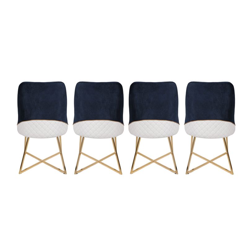 Casa si Gradina - Mobilier - Scaune si fotolii - Scaune - Set scaune, Hanah Home, catifea, auriu si albastru inchis, 50x49x90 cm - Infinity.ro