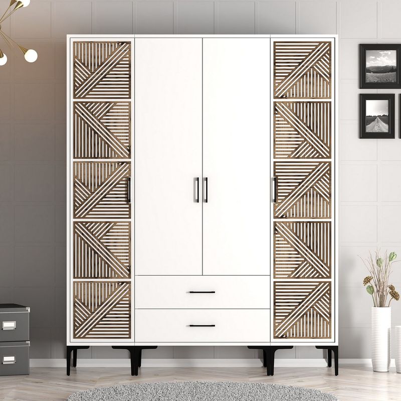 Casa si Gradina - Mobilier - Dulapuri si sifoniere - Sifoniere - Sifonier, Hanah Home, panou aglomerat cu melamina, alb, 160x201.4x47.5 cm - Infinity.ro