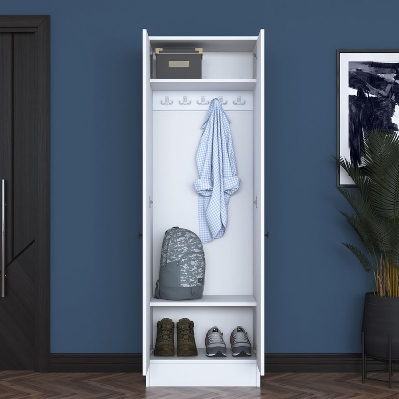 Casa si Gradina - Mobilier - Organizare si depozitare - Cuiere - Cuier, Hanah Home, pal melaminat, alb, 59.8x37.5x182.8 cm - Infinity.ro
