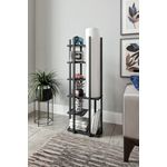 Casa si Gradina - Corpuri si surse de iluminat - Veioze si lampi - Lampadare - Lampadar, Opviq, corp lemn aglomerat, abajur textil, negru alb, 45x25x135 cm - Infinity.ro