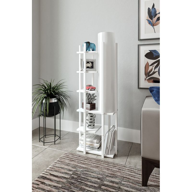 Casa si Gradina - Corpuri si surse de iluminat - Veioze si lampi - Lampadare - Lampadar, Opviq, corp din pal, alb, 45x25x135 cm - Infinity.ro