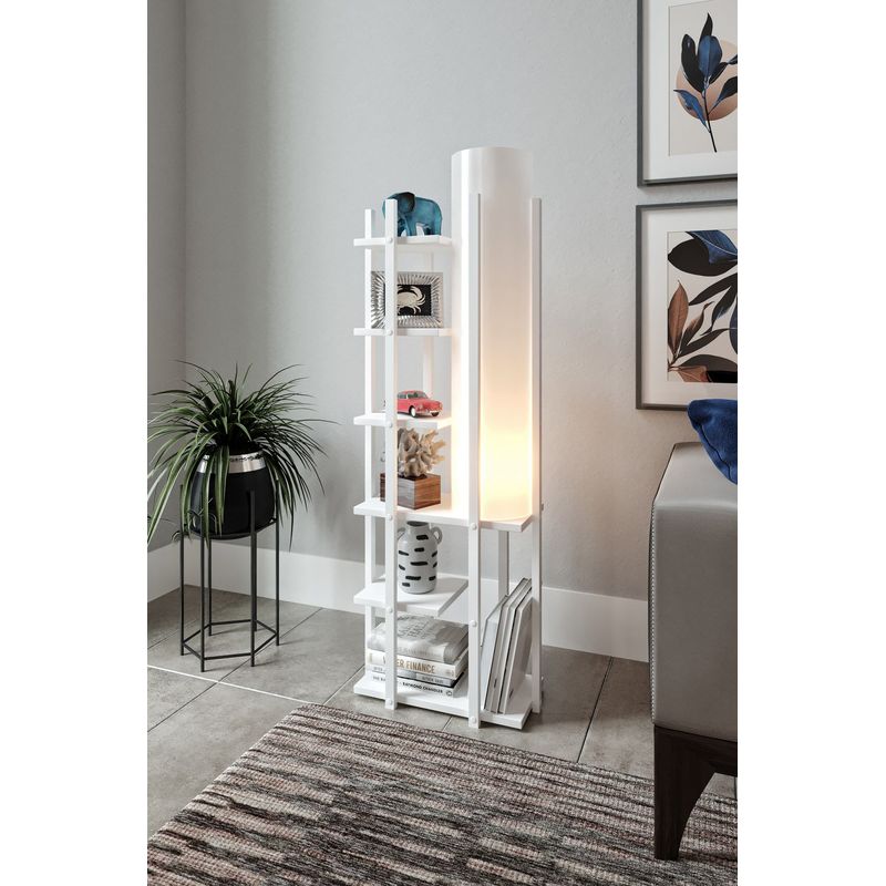 Casa si Gradina - Corpuri si surse de iluminat - Veioze si lampi - Lampadare - Lampadar, Opviq, corp din pal, alb, 45x25x135 cm - Infinity.ro