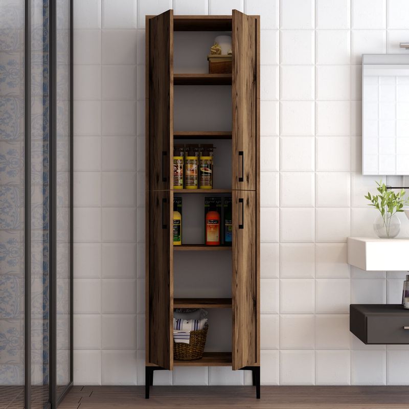 Casa si Gradina - Mobilier - Dulapuri si sifoniere - Dulapuri - Dulap multifunctional, Hanah Home, pal melaminat, nuc, 60x35x200 cm - Infinity.ro
