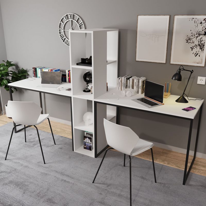 Casa si Gradina - Mobilier - Mese si birouri - Birouri - Birou, Hanah Home, pal melaminat, alb, 240x60x72 cm - Infinity.ro