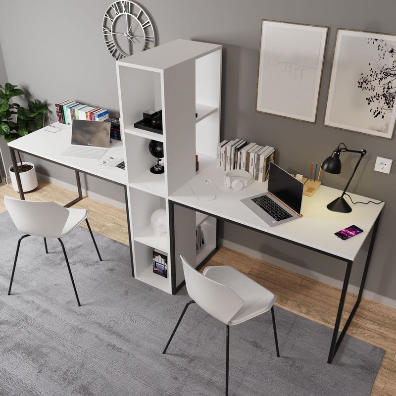Casa si Gradina - Mobilier - Mese si birouri - Birouri - Birou, Hanah Home, pal melaminat, alb, 240x60x72 cm - Infinity.ro