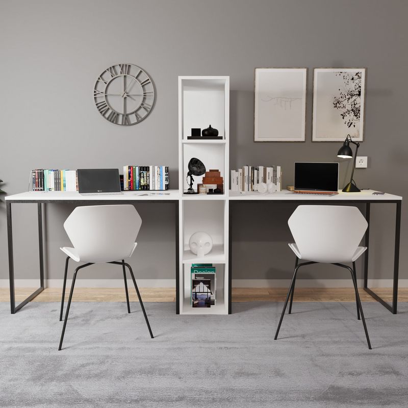 Casa si Gradina - Mobilier - Mese si birouri - Birouri - Birou, Hanah Home, pal melaminat, alb, 240x60x72 cm - Infinity.ro