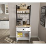 Casa si Gradina - Mobilier - Comode si corpuri - Corpuri bucatarie - Dulap bar cafea, Hanah Home, pal melaminat, lemn si alb, 75x50x210 cm - Infinity.ro