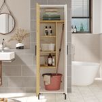 Casa si Gradina - Mobilier - Dulapuri si sifoniere - Dulapuri - Dulap multifunctional, Hanah Home, panou aglomerat melaminat, nuc si alb, 50.4x35.7x165 cm - Infinity.ro