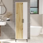 Casa si Gradina - Mobilier - Dulapuri si sifoniere - Dulapuri - Dulap multifunctional, Hanah Home, panou aglomerat melaminat, nuc si alb, 50.4x35.7x165 cm - Infinity.ro