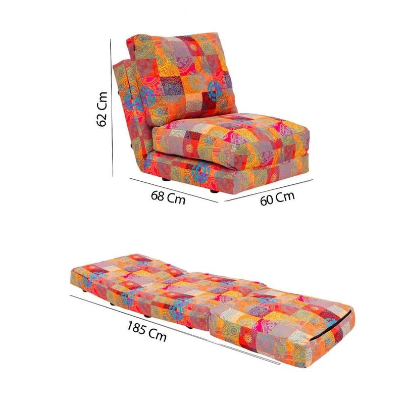 Casa si Gradina - Mobilier - Canapele si coltare - Canapele - Canapea extensibila, Hanah Home, metal, patchwork multicolor, 185x60 cm - Infinity.ro