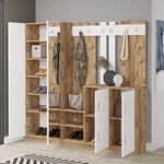 Casa si Gradina - Mobilier - Organizare si depozitare - Cuiere - Cuier hol, Hanah Home, pal melaminat, pin atlantic si alb, 187.2x37.5x180 cm - Infinity.ro