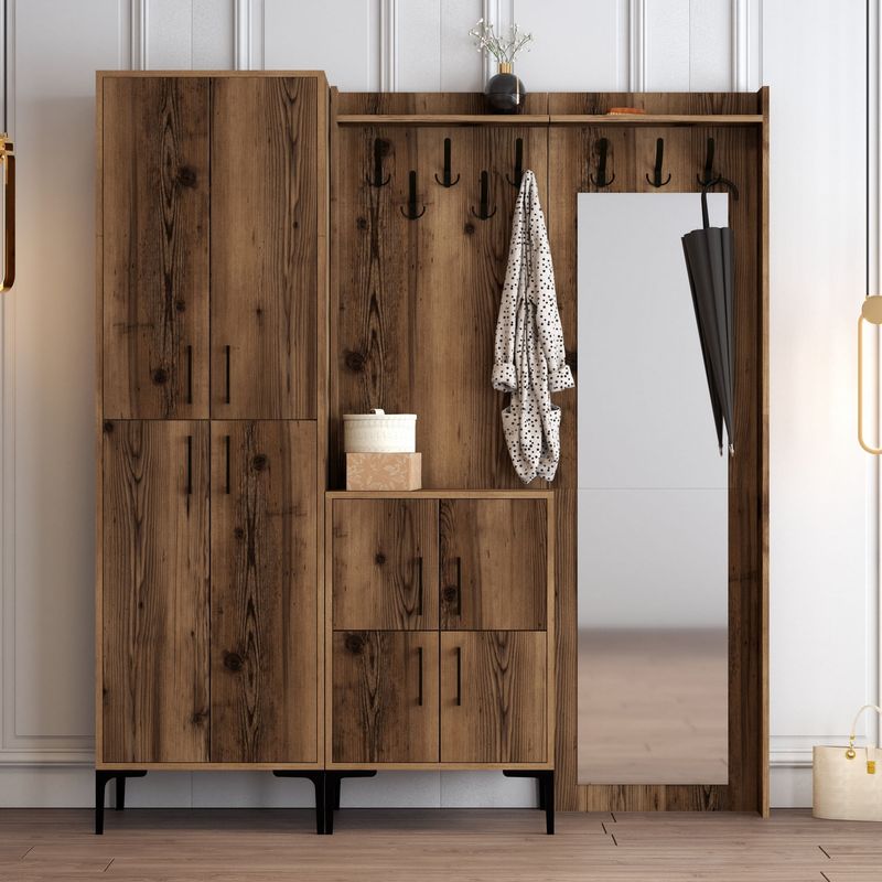 Casa si Gradina - Mobilier - Organizare si depozitare - Cuiere - Cuier, Hanah Home, pal melaminat, nuc, 180x35x200 cm - Infinity.ro