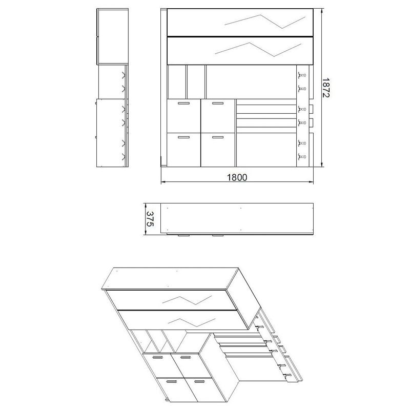 Casa si Gradina - Mobilier - Organizare si depozitare - Cuiere - Cuier hol, Hanah Home, pal melaminat, pin atlantic si alb, 187.2x37.5x180 cm - Infinity.ro