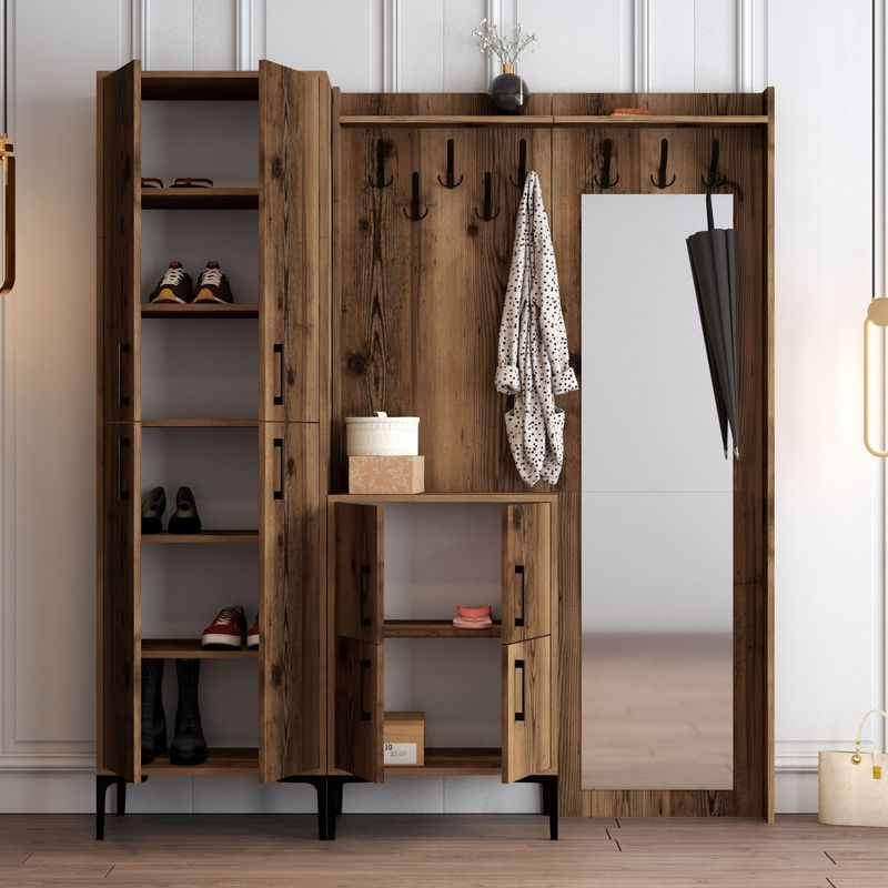 Casa si Gradina - Mobilier - Organizare si depozitare - Cuiere - Cuier, Hanah Home, pal melaminat, nuc, 180x35x200 cm - Infinity.ro