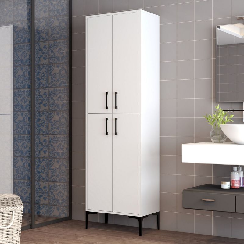Casa si Gradina - Mobilier - Mobilier baie - Corpuri baie - Dulap multifunctional, Hanah Home, pal melaminat, alb, 60x35x200 cm - Infinity.ro