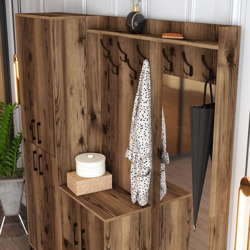 Casa si Gradina - Mobilier - Organizare si depozitare - Cuiere - Cuier, Hanah Home, pal melaminat, nuc, 180x35x200 cm - Infinity.ro