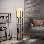 Casa si Gradina - Corpuri si surse de iluminat - Veioze si lampi - Lampadare - Lampadar cu raft, Opviq, metal, negru auriu, 25x25x130 cm, 892OPV1157 - Infinity.ro