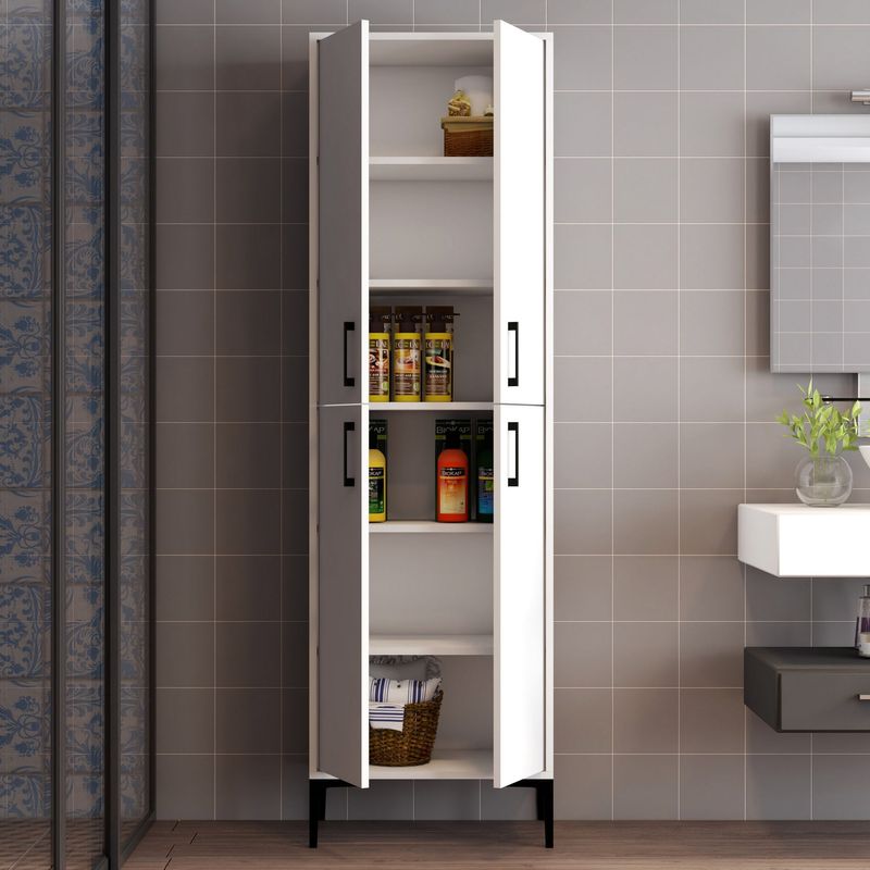 Casa si Gradina - Mobilier - Mobilier baie - Corpuri baie - Dulap multifunctional, Hanah Home, pal melaminat, alb, 60x35x200 cm - Infinity.ro