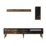 Casa si Gradina - Mobilier - Comode si corpuri - Comode - Comoda tv, Hanah Home, pal melaminat, nuc, negru, marmura, 180x35x45 cm - Infinity.ro